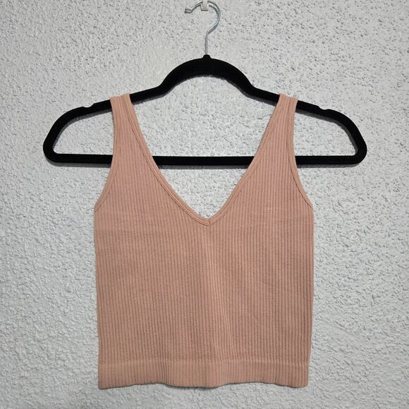 Intimately Free People Womens Ribbed Pink V-Cut Bralette Size XS/S Lounge Gym - Picture 1 of 4